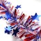 4th of July Tinsel Garland, Memorial Day Decoration, 33 Feet Patriotic Red White and Blue Sparkly Glitter Star Metallic Garlands Tree for Independence Day